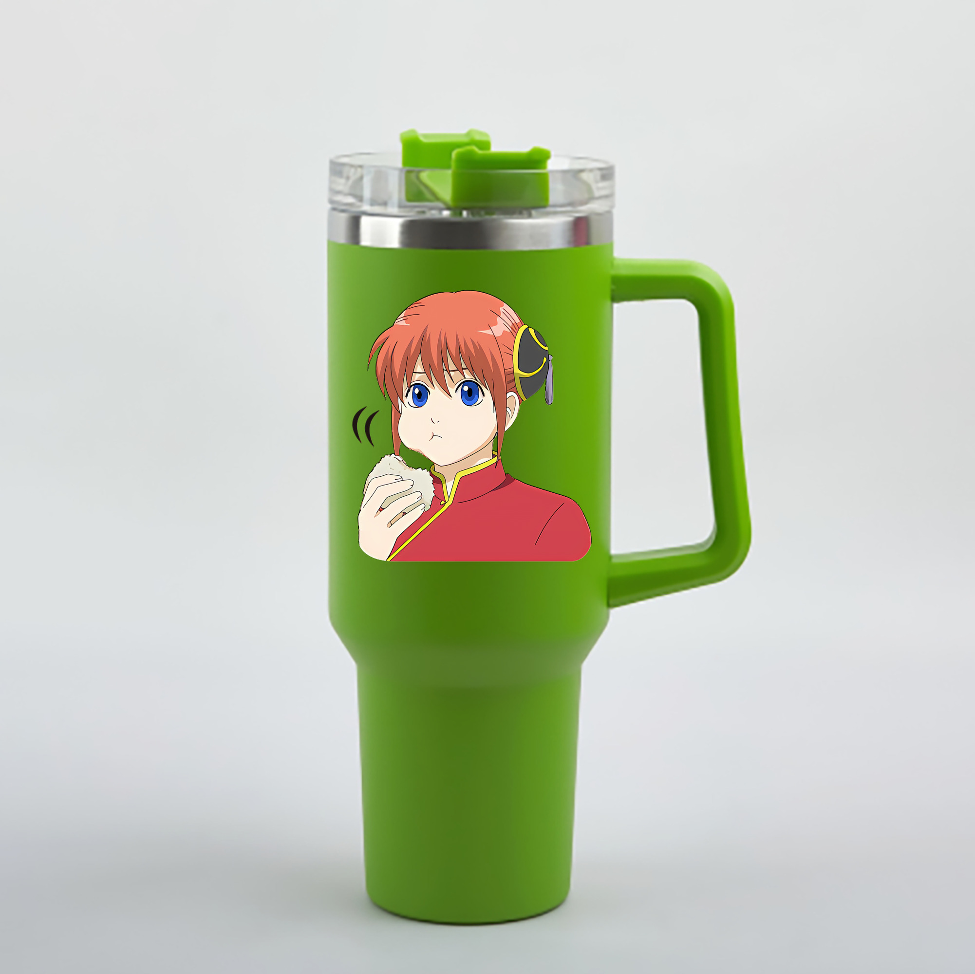 （画像用） ぎんたま 坂田銀時（さかたぎんとき） 神楽 志村新八（しむら しんぱち） GINTAMA Sakata Gintoki Kagura Shimura Shinpachi 1200mL車用タンブラー - クリスタルステッカー（プラスチックストロー付き）